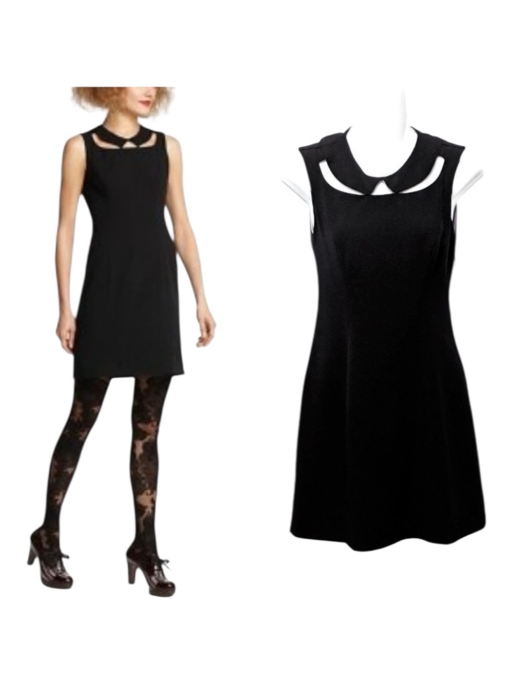 Anthropologie POSTMARK Cutout Collar Sheath Dress Black 00